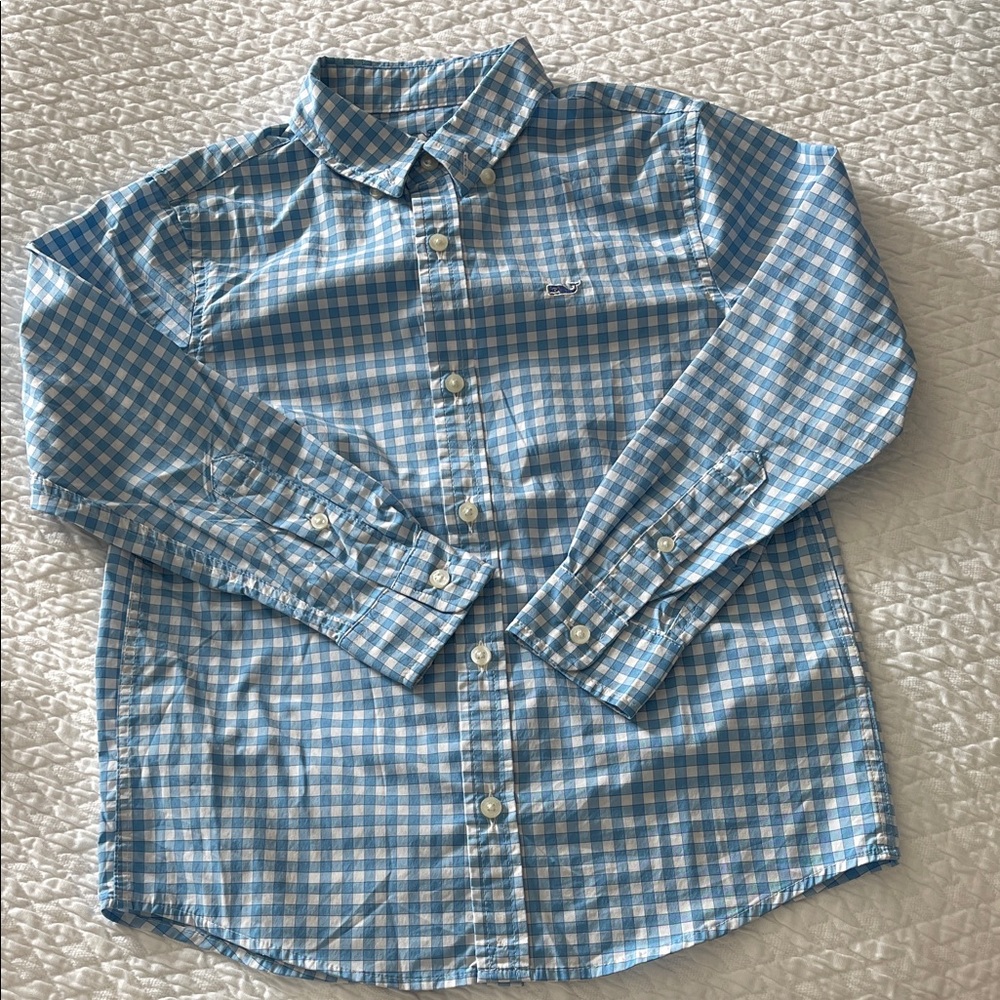 Vineyard Vines Boys Blue Gingham Button-Down Shirt